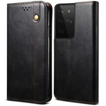 Защитный чехол UniCase Leather Wallet для Samsung Galaxy S21 Ultra (G998) - Black: фото 1 из 18