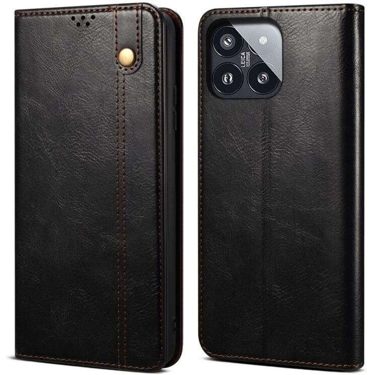 Защитный чехол UniCase Leather Wallet для Xiaomi 14 Pro - Black: фото 1 из 7