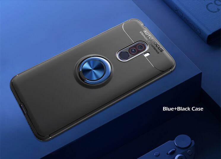 Защитный чехол UniCase Magnetic Ring для Xiaomi Pocophone F1 - Black / Blue: фото 2 из 9