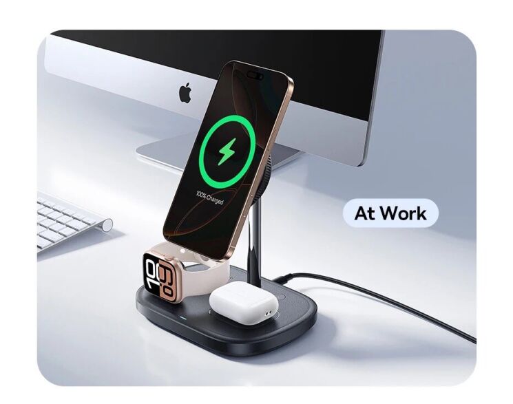 Беспроводное зарядное устройство Baseus EnerFill FS41 3 in 1 22.5W (P10281904123-01) - Black: фото 16 из 20