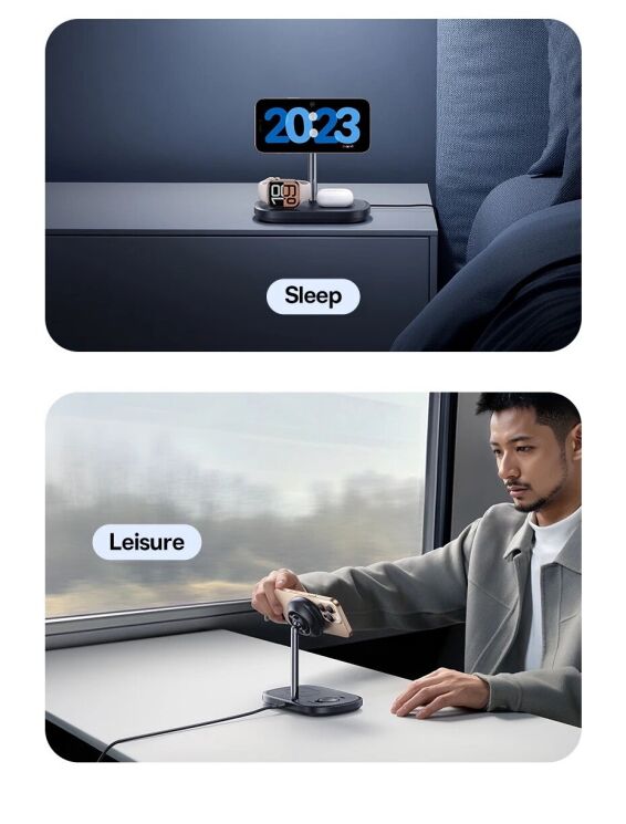 Беспроводное зарядное устройство Baseus EnerFill FS41 3 in 1 22.5W (P10281904123-01) - Black: фото 17 из 20