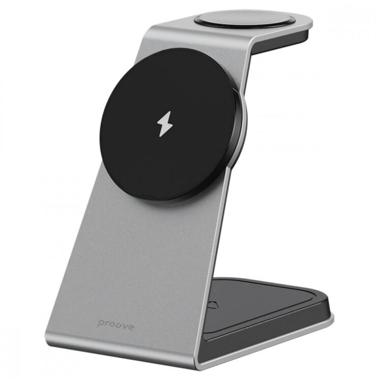 Беспроводное зарядное устройство Proove Omni Power 3 in 1 - Gray: фото 1 из 3