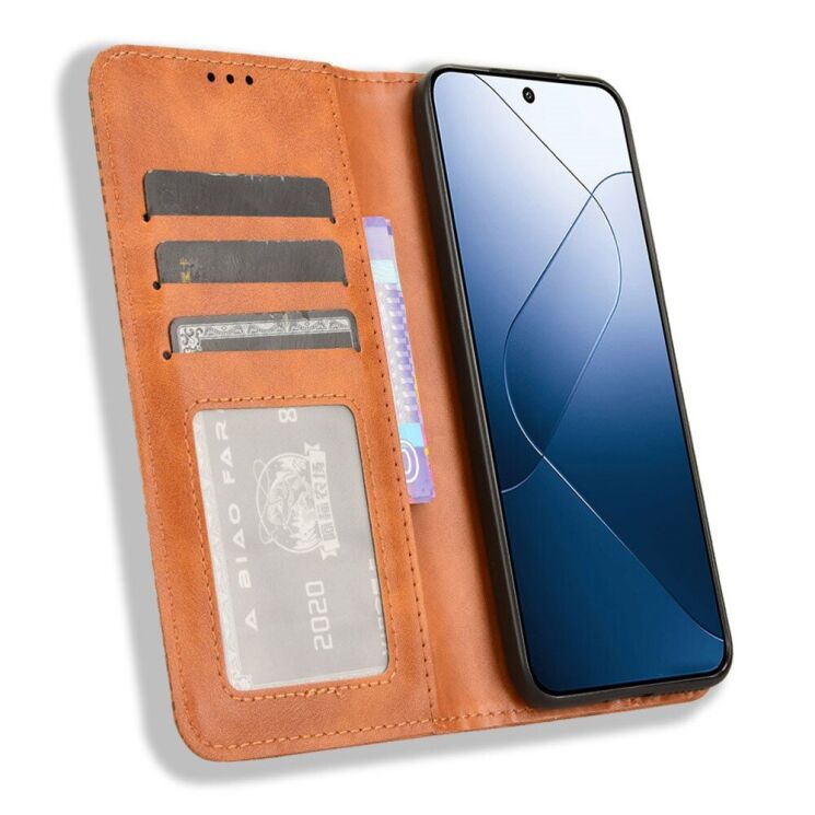 Чохол Deexe Retro Style для Xiaomi 14 - Brown: фото 2 з 8