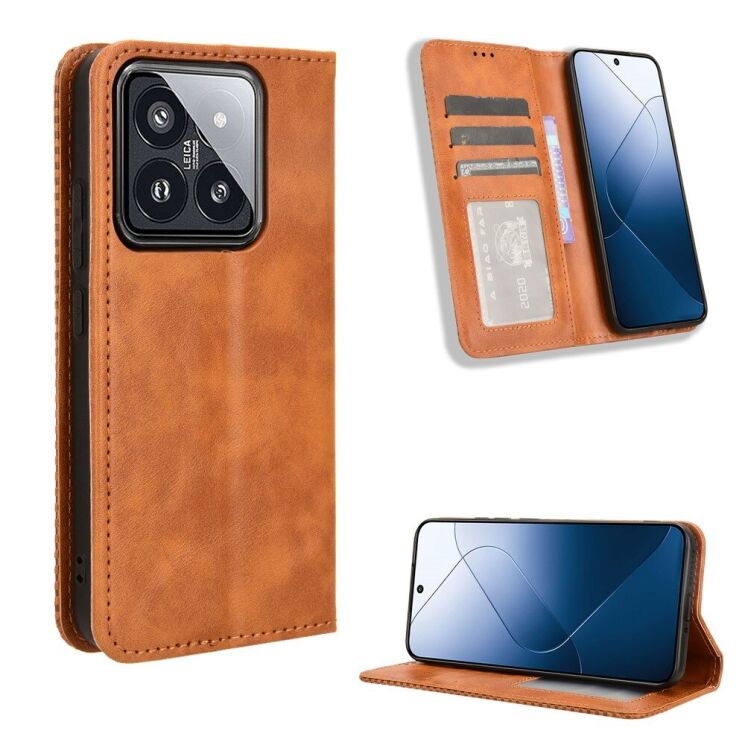 Чохол Deexe Retro Style для Xiaomi 14 - Brown: фото 4 з 8