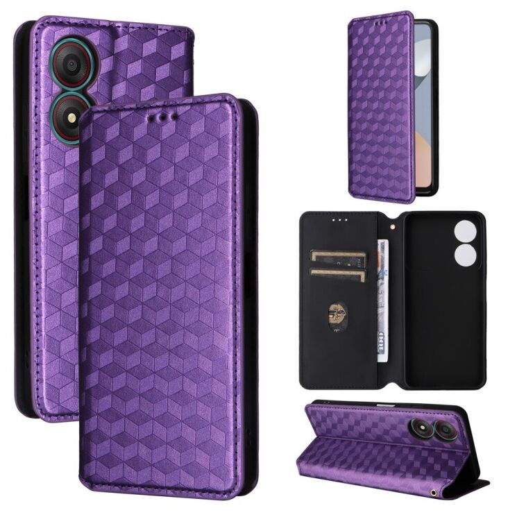 Чехол Deexe Rhombus Book для ZTE Blade A34 - Purple: фото 7 из 9