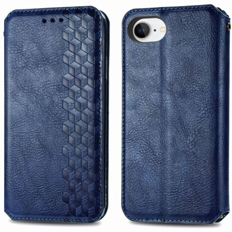 Чехол Deexe Rhombus Wallet для Apple iPhone 16e - Blue: фото 1 из 10