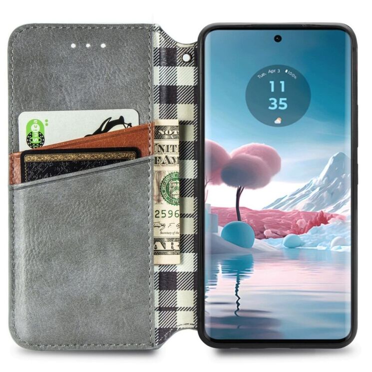 Чехол Deexe Rhombus Wallet для Motorola Edge 40 Neo - Grey: фото 2 из 10