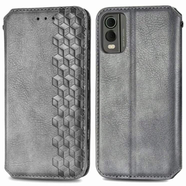 Чехол Deexe Rhombus Wallet для Nokia C32 - Grey: фото 1 из 7