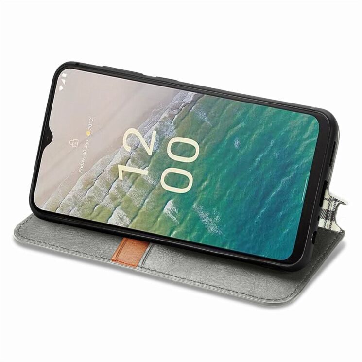 Чехол Deexe Rhombus Wallet для Nokia C32 - Grey: фото 3 из 7
