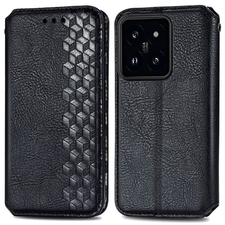 Чехол Deexe Rhombus Wallet для Xiaomi 14T - Black: фото 1 из 6