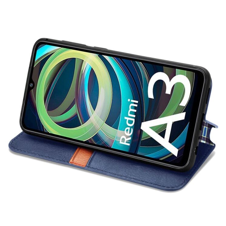 Чехол Deexe Rhombus Wallet для Xiaomi Redmi A3 - Blue: фото 3 из 10