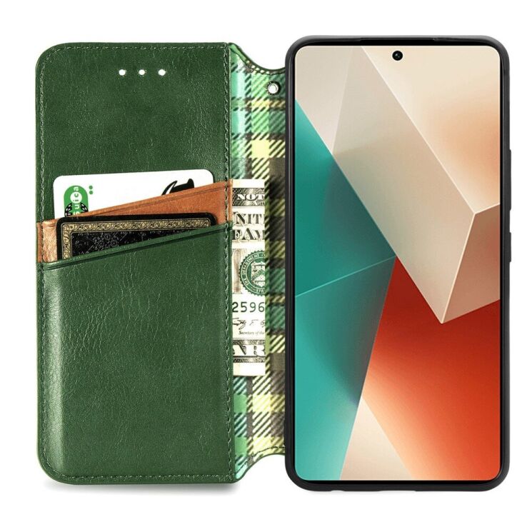Чохол Deexe Rhombus Wallet для Xiaomi Redmi Note 13 5G - Green: фото 2 з 10