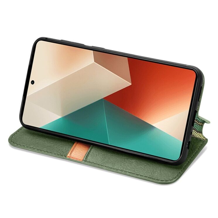 Чохол Deexe Rhombus Wallet для Xiaomi Redmi Note 13 5G - Green: фото 3 з 10