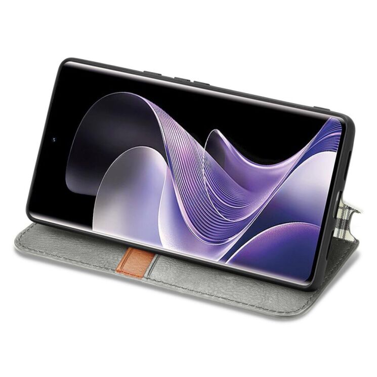 Чехол Deexe Rhombus Wallet для Xiaomi Redmi Note 14 Pro - Grey: фото 4 из 10