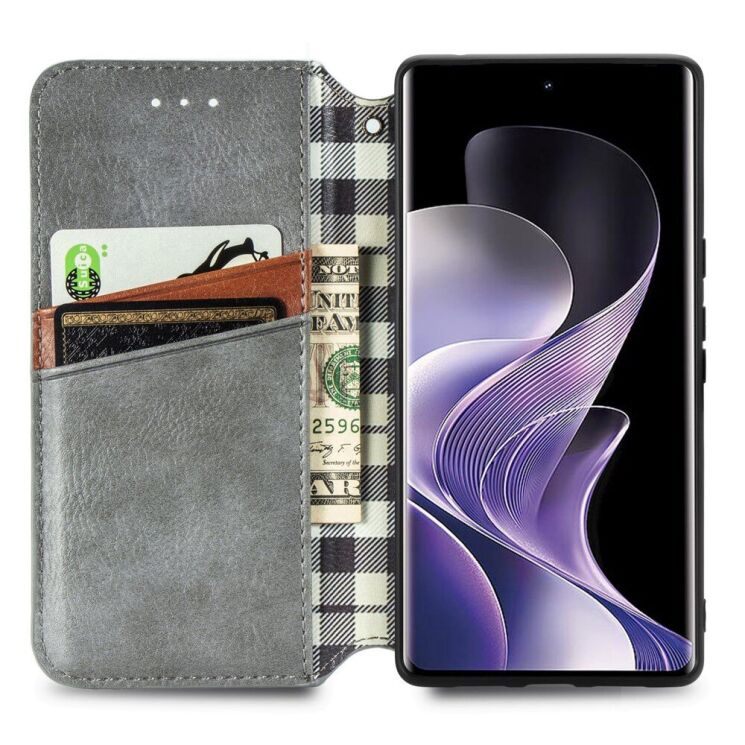 Чехол Deexe Rhombus Wallet для Xiaomi Redmi Note 14 Pro - Grey: фото 3 из 10