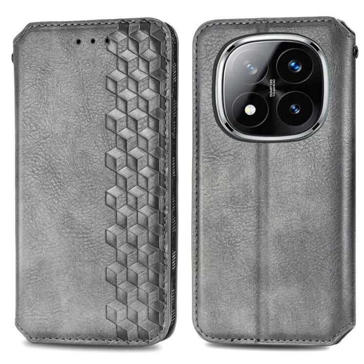 Чехол Deexe Rhombus Wallet для Xiaomi Redmi Note 14 Pro - Grey: фото 2 из 10