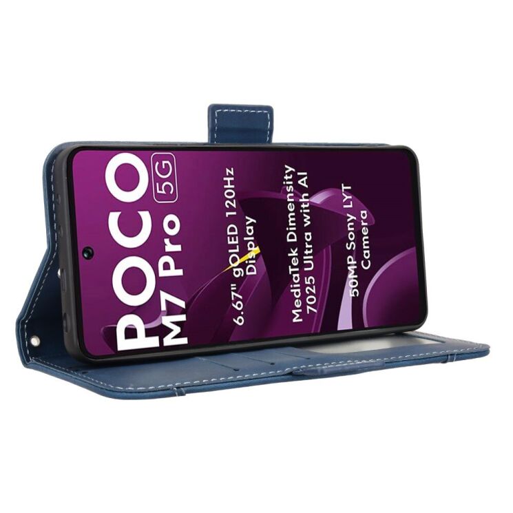 Чехол Deexe Wallet Stand для Xiaomi Poco M7 Pro - Blue: фото 4 из 7