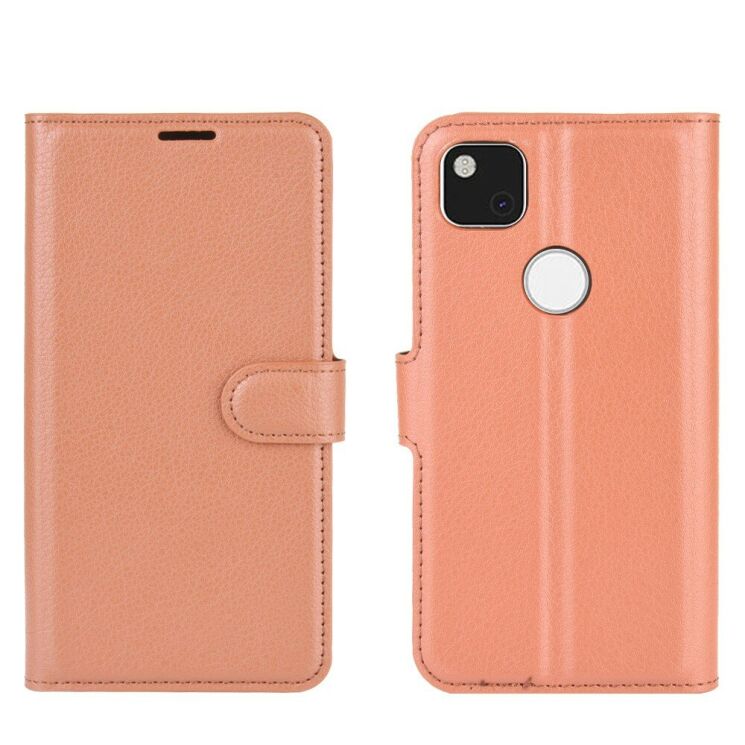 Классический чехол-книжка Deexe Book Type для Google Pixel 4A - Brown: фото 6 из 6