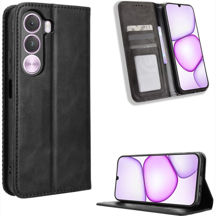 Чохол-книжка Deexe Retro Style для Realme C100i - Black (412503B) Чохол-книжка Deexe Retro Style для Realme C100i - Black: фото 2 з 19