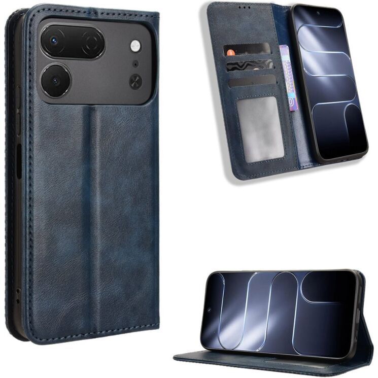 Чохол-книжка Deexe Retro Style для TECNO Spark 50 Pro - Blue: фото 2 з 20