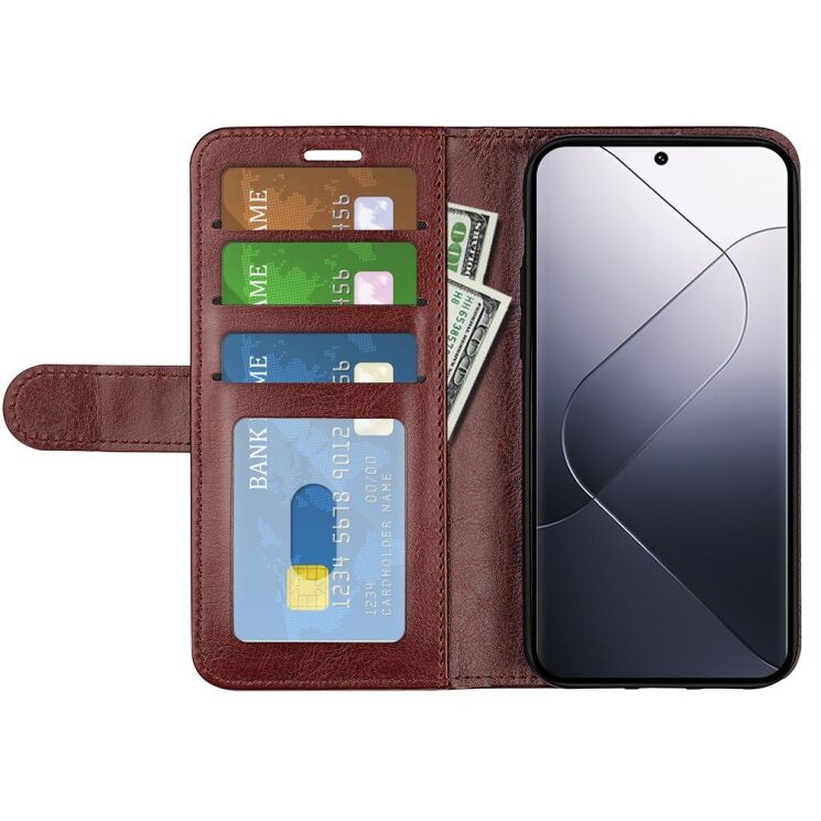 Чехол-книжка Deexe Wallet Style для Xiaomi 14 - Brown: фото 2 из 7