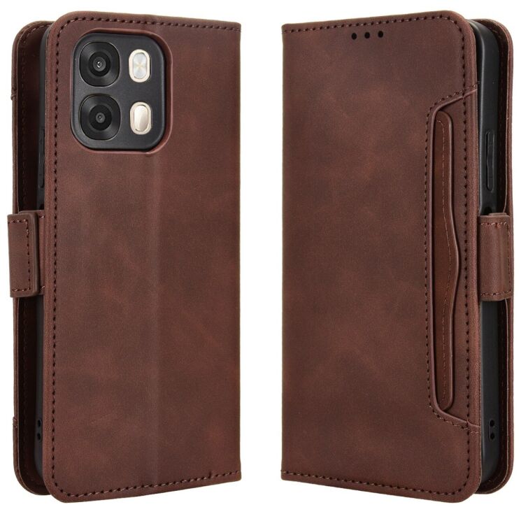 Чехол-книжка с карманами Deexe Wallet Stand для OPPO A6s / A6 - Brown: фото 1 из 15