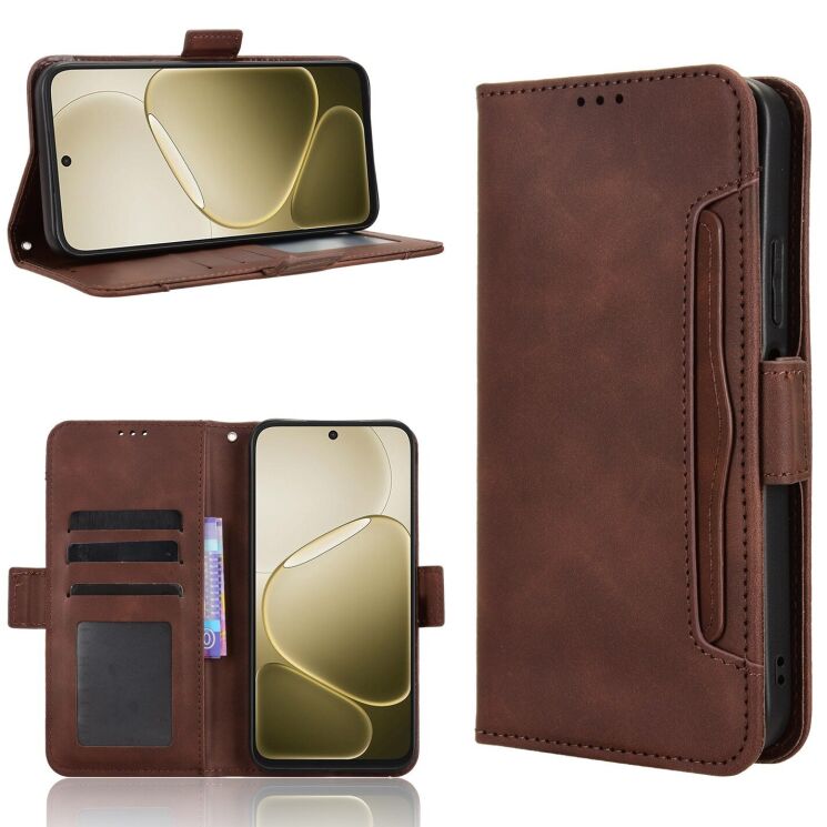 Чехол-книжка с карманами Deexe Wallet Stand для OPPO A6s / A6 - Brown: фото 7 из 15