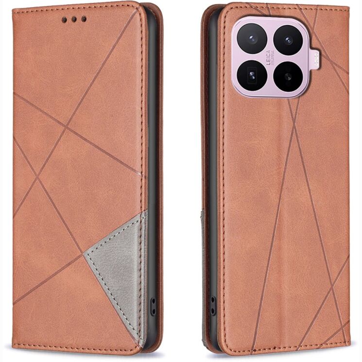 Чохол-книжка з кишеньками UniCase Geometric Pattern для Xiaomi 17T - Brown: фото 1 з 11