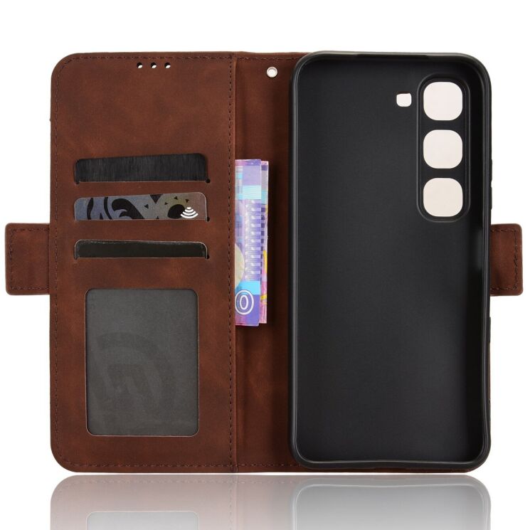 Чохол-книжка з кишеньками Deexe Wallet Stand для Infinix Hot 70 Pro - Brown: фото 4 з 15