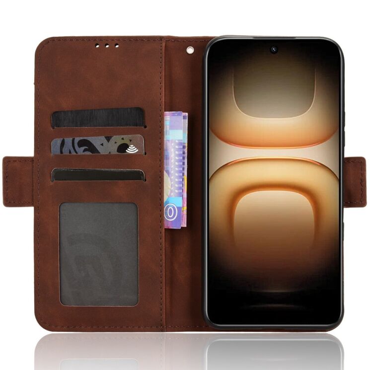 Чохол-книжка з кишеньками Deexe Wallet Stand для Infinix Hot 70 Pro - Brown: фото 5 з 15