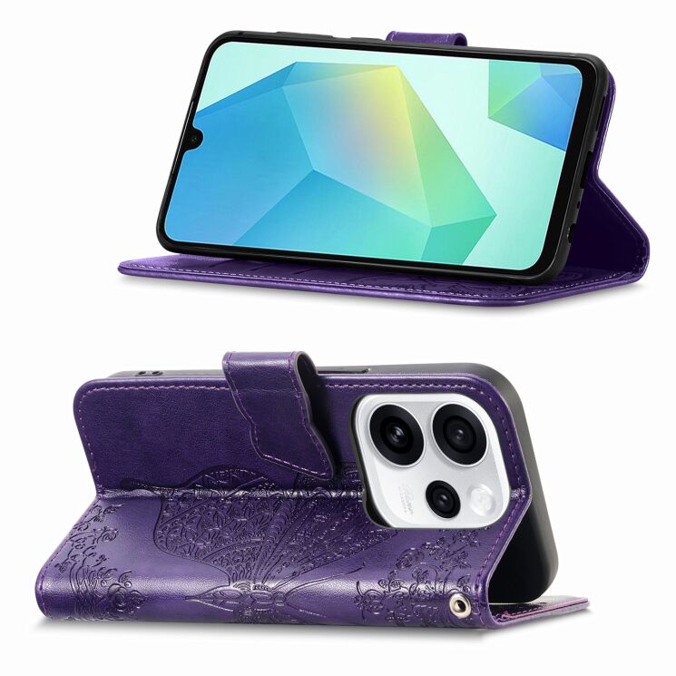 Чехол-книжка с рисунком UniCase Butterfly Pattern для OPPO Reno 15 F/FS - Dark Purple: фото 2 из 8