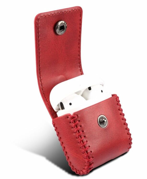 Чехол PEELCAS Leather Protective Case для Apple AirPods 1 / 2 / AirPods - Red: фото 3 из 8