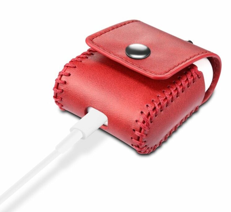 Чехол PEELCAS Leather Protective Case для Apple AirPods 1 / 2 / AirPods - Red: фото 4 из 8
