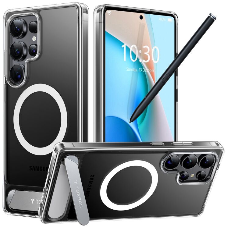 Чехол с подставкою TORRAS Ostand L1 (with MagSafe) для Samsung Galaxy S26 Ultra - Clear: фото 1 из 7