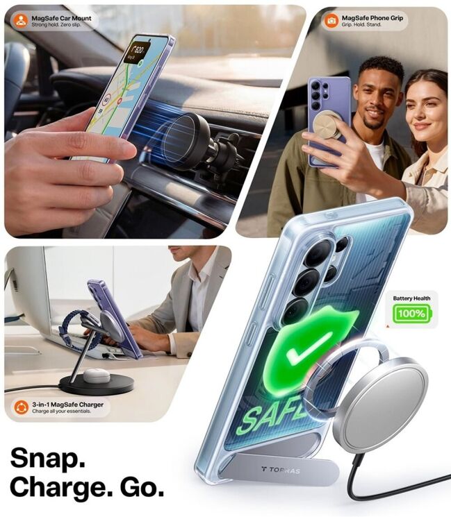 Чехол с подставкою TORRAS Ostand L1 (with MagSafe) для Samsung Galaxy S26 Ultra - Black (404404B) Чехол с подставкою TORRAS Ostand L1 (with MagSafe) для Samsung Galaxy S26 Ultra - Black: фото 5 из 8