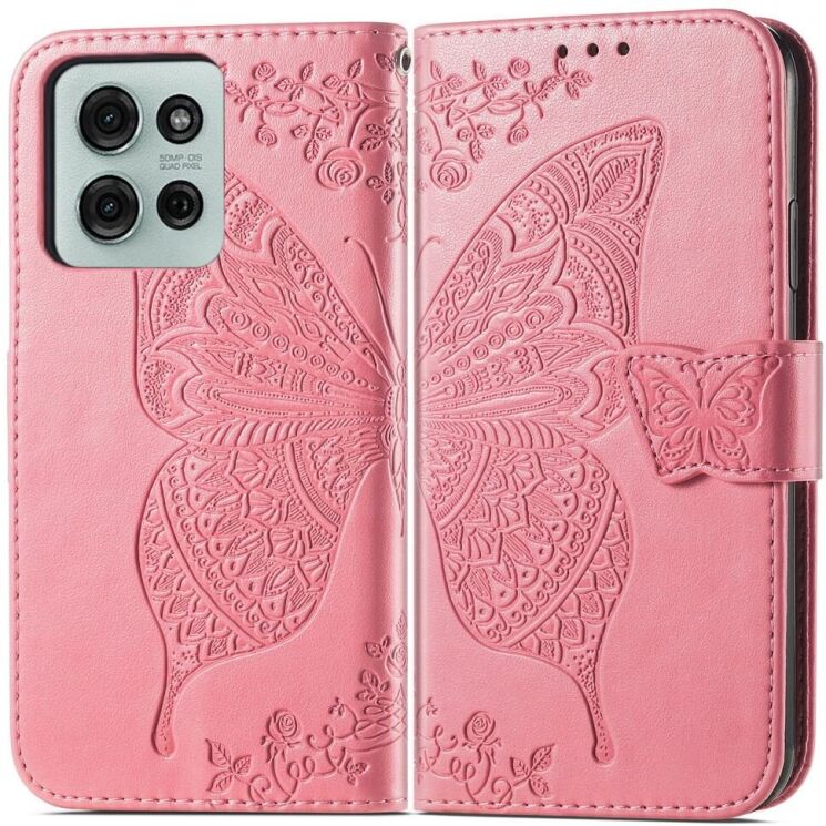 Чехол UniCase Butterfly Pattern для Motorola Moto G75 - Pink: фото 1 из 10