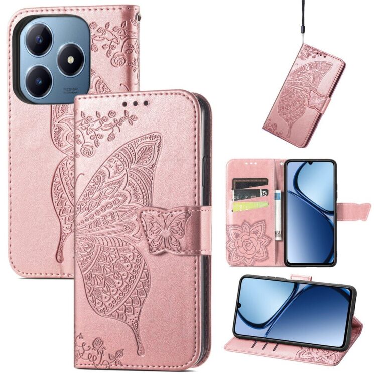 Чехол UniCase Butterfly Pattern для Realme C63 / C61 / Note 60x - Rose Gold: фото 4 из 9