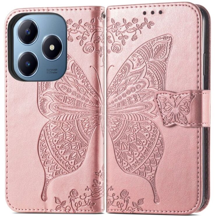 Чехол UniCase Butterfly Pattern для Realme C63 / C61 / Note 60x - Rose Gold: фото 1 из 9