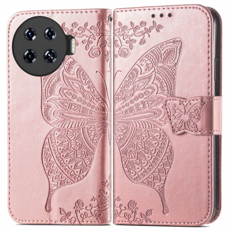Чехол UniCase Butterfly Pattern для TECNO Spark 20 Pro+ - Rose Gold: фото 1 из 8