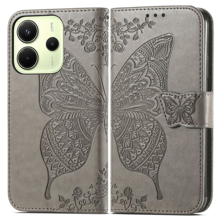 Чехол UniCase Butterfly Pattern для Xiaomi Redmi Note 14 4G - Grey: фото 2 из 11