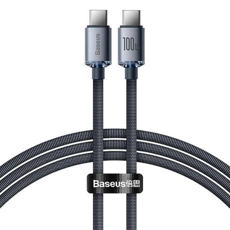 Кабель Baseus Crystal Shine Series Type-C to Type-C (100W, 1.2m) CAJY000601 - Black: фото 1 из 17