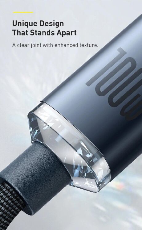 Кабель Baseus Crystal Shine Series Type-C to Type-C (100W, 1.2m) CAJY000601 - Black: фото 3 из 17