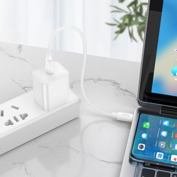 Кабель Hoco X96 Hyper 60W Type-C to Type-C (0.25m) - White: фото 5 з 6