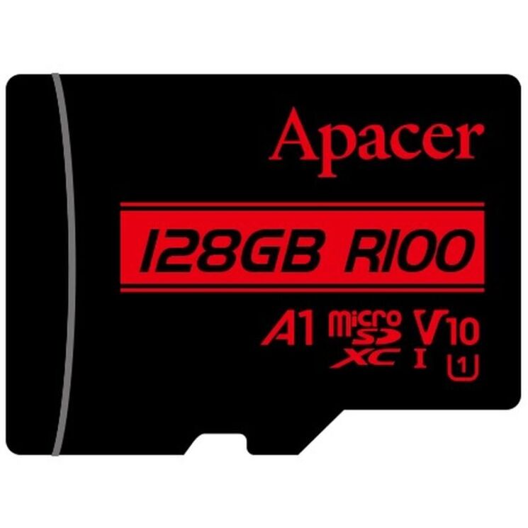 Карта памяти Apacer microSDXC UHS-I 128GB R100 V10 A1 + адаптер (AP128GMCSX10UB-R) - Black: фото 2 из 2