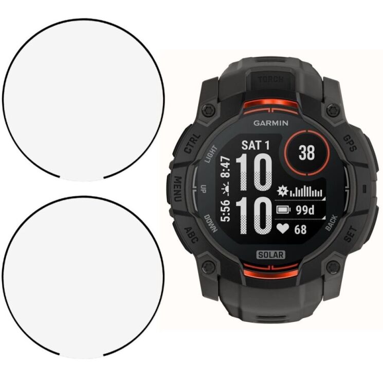 Комплект защитных пленок Deexe Protector Film для Garmin Instinct 3 (50mm) - Black: фото 1 из 5