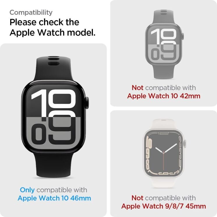 Комплект защитных пленок Spigen (SGP) EliteShield EZ Fit для Apple Watch 10 46 mm - Clear: фото 8 из 13