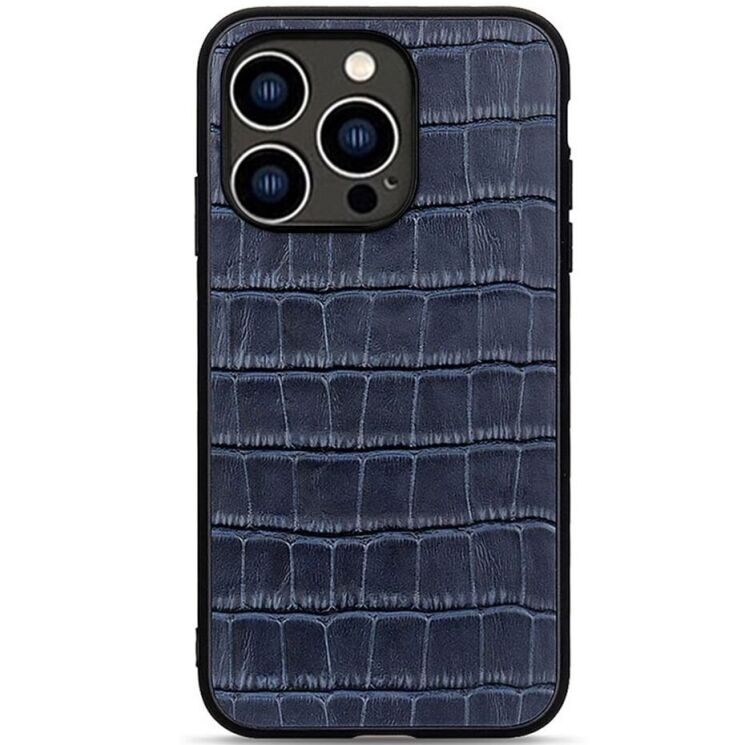 Шкіряний чохол UniCase Croco Skin для Apple iPhone 15 Pro - Blue: фото 1 з 3
