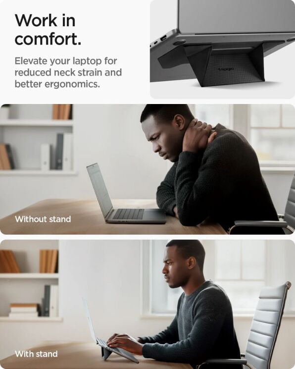 Підставка для ноутбуку Spigen Slim Fold Laptop Stand LD201-S3 (AMP10403) - Black: фото 11 з 16