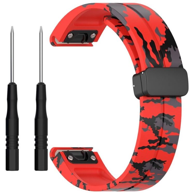 Ремешок Deexe Camo Silicone для часов с шириной крепления 22мм - Red: фото 1 из 10