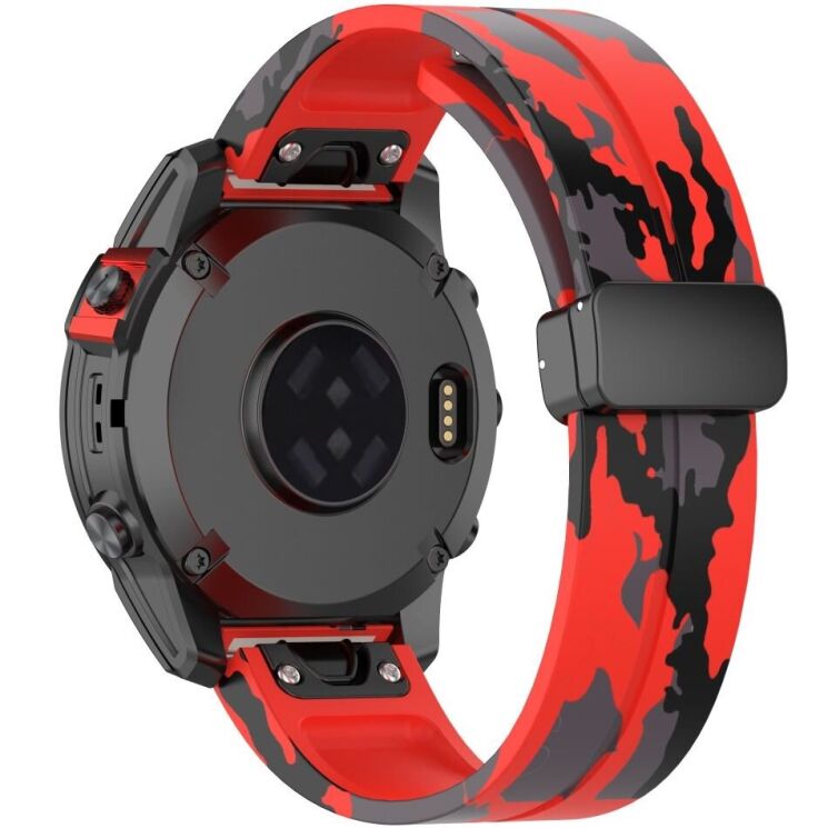 Ремешок Deexe Camo Silicone для часов с шириной крепления 22мм - Red: фото 2 из 10